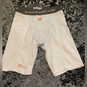 Shock Doctor used Men's White Compression Shorts